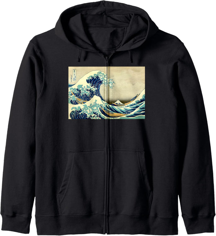 Berühmte Klassische Japanische Kunst "Grosse Welle" Stilvoll Kapuzenjacke