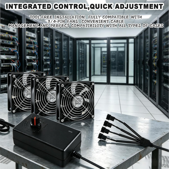 4 Pin Pwm Lüftersteuerung + 12V Netzteil, Pwm Regler Fan Speed Control Module, 100–240 V AC zu 3–12