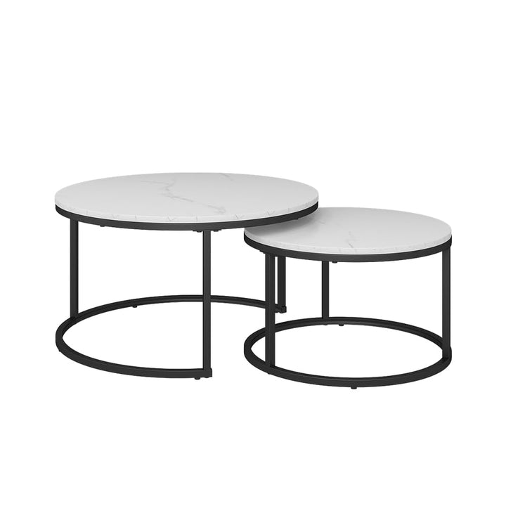 Vicco Couchtisch Set Montreal, Marmor Weiss, 77 x 40 cm 2 Teile, Weiss