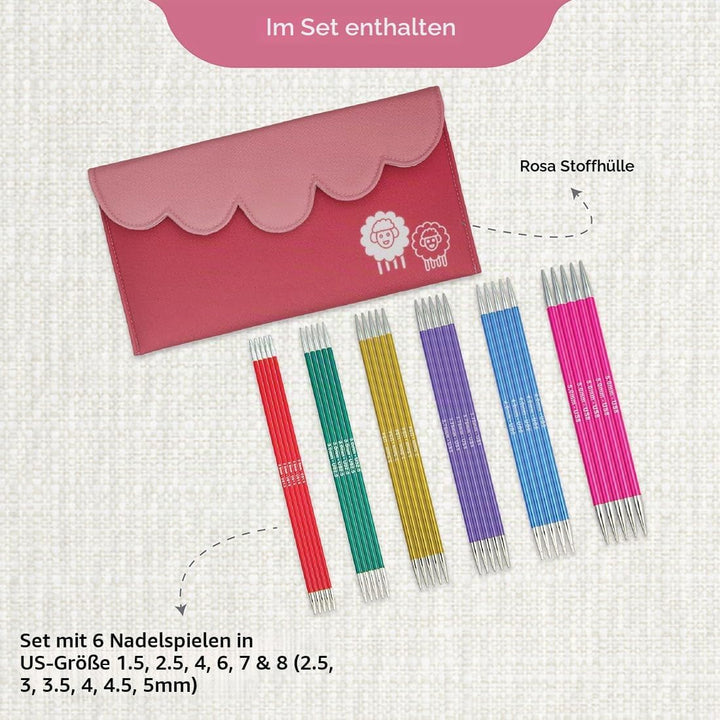 KnitPro Zing Nadelspiel-Set 20 cm, 2,5-5,0 mm - Perfekte Vielseitigkeit für kreative Strickprojekte