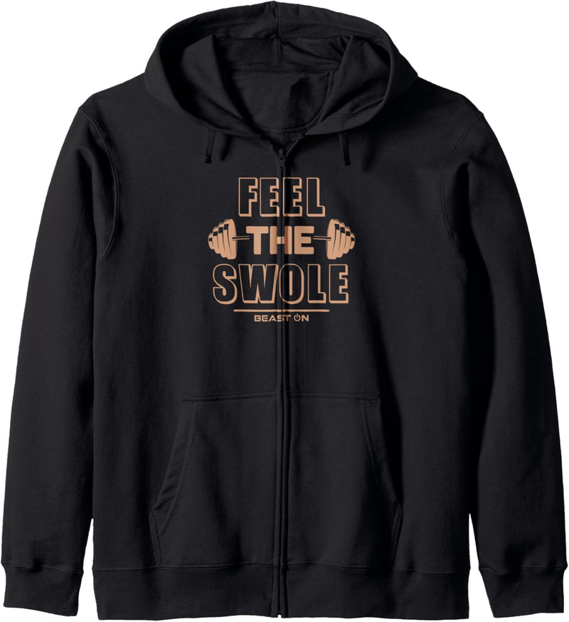 Feel the Swole Beige Lustige Gym Fitness Motivation Sprüche Kapuzenjacke