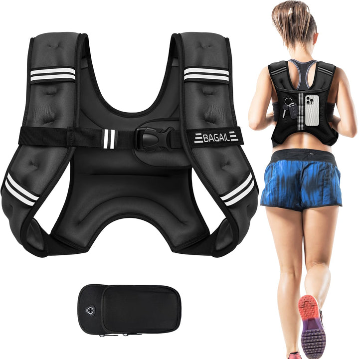 BAGAIL Gewichtsweste für Krafttraining, Brustgrösse Verstellbar, Praktische Tasche, mit Eisensand Ge