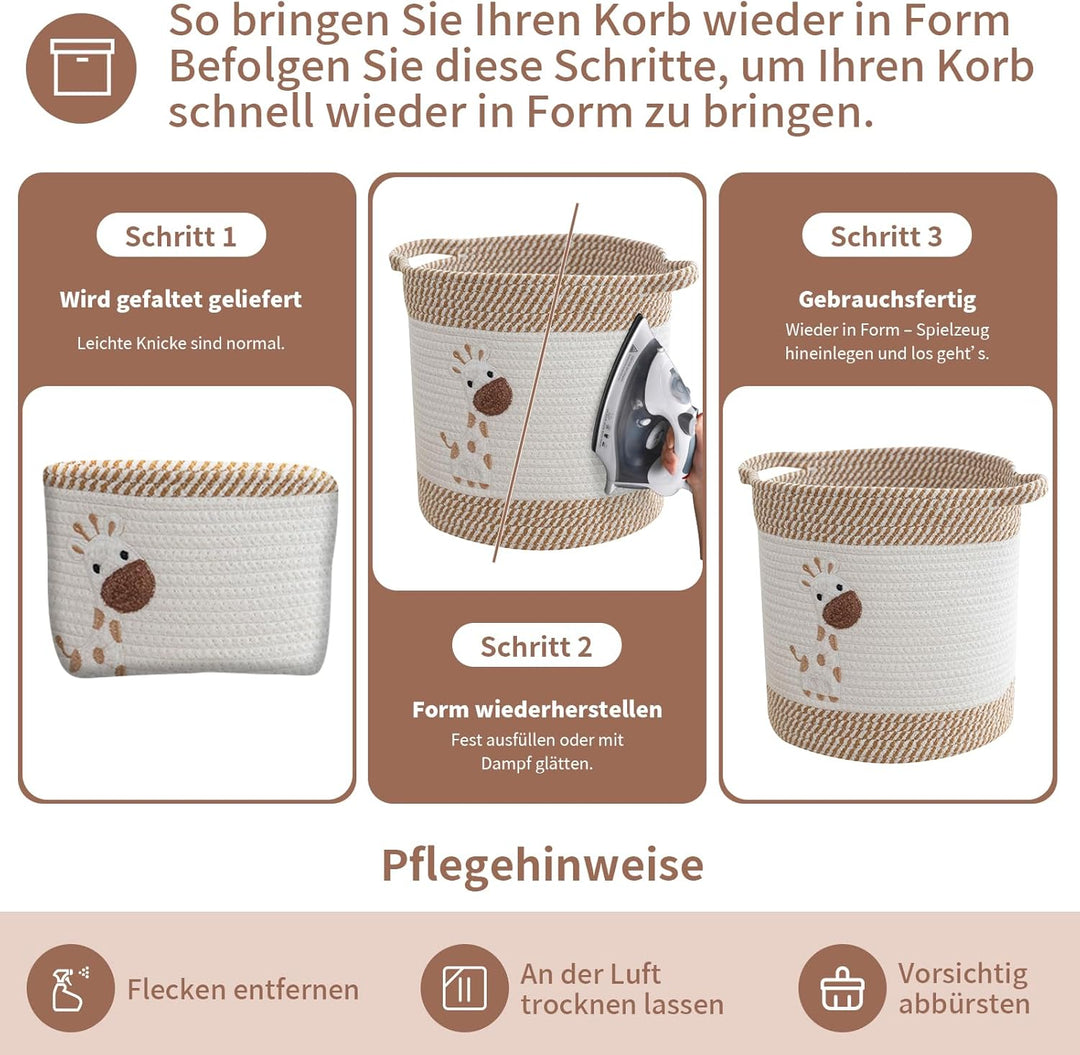 Aufbewahrungskorb Baumwollseil Geflochten 2er Set, Aufbewahrung Körbe, Badezimmer Wickeltisch Zubehö