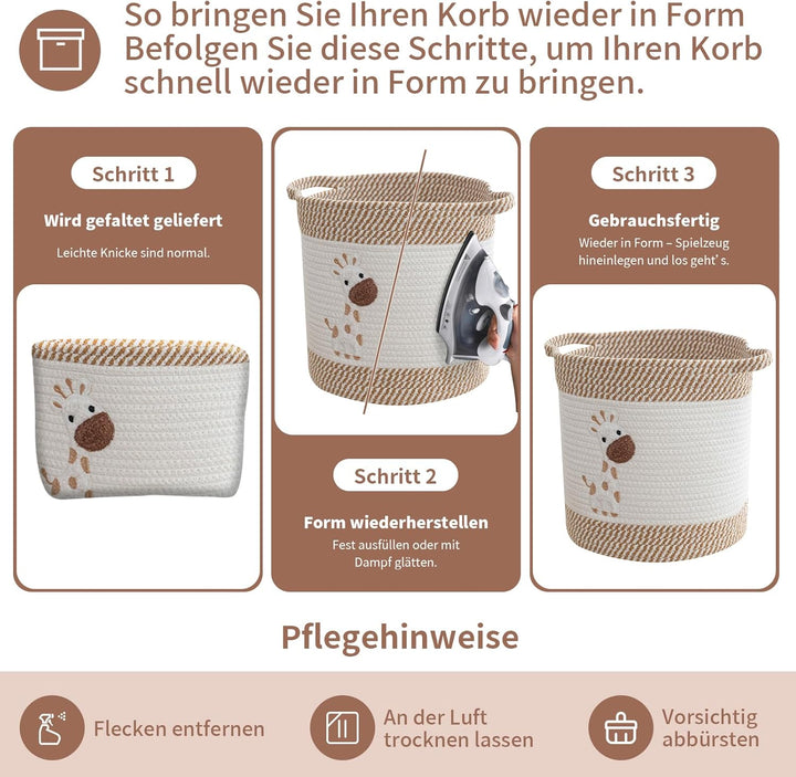 Aufbewahrungskorb Baumwollseil Geflochten 2er Set, Aufbewahrung Körbe, Badezimmer Wickeltisch Zubehö