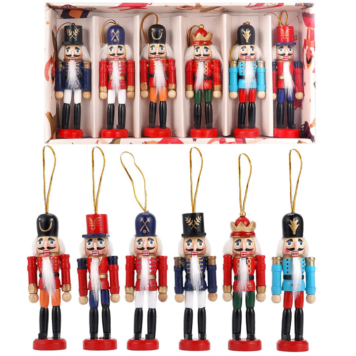 COMBIUBIU 6PCS Nussknacker Figuren Holz Nussknacker Soldaten,Traditionelle Weihnachten Nussknacker F