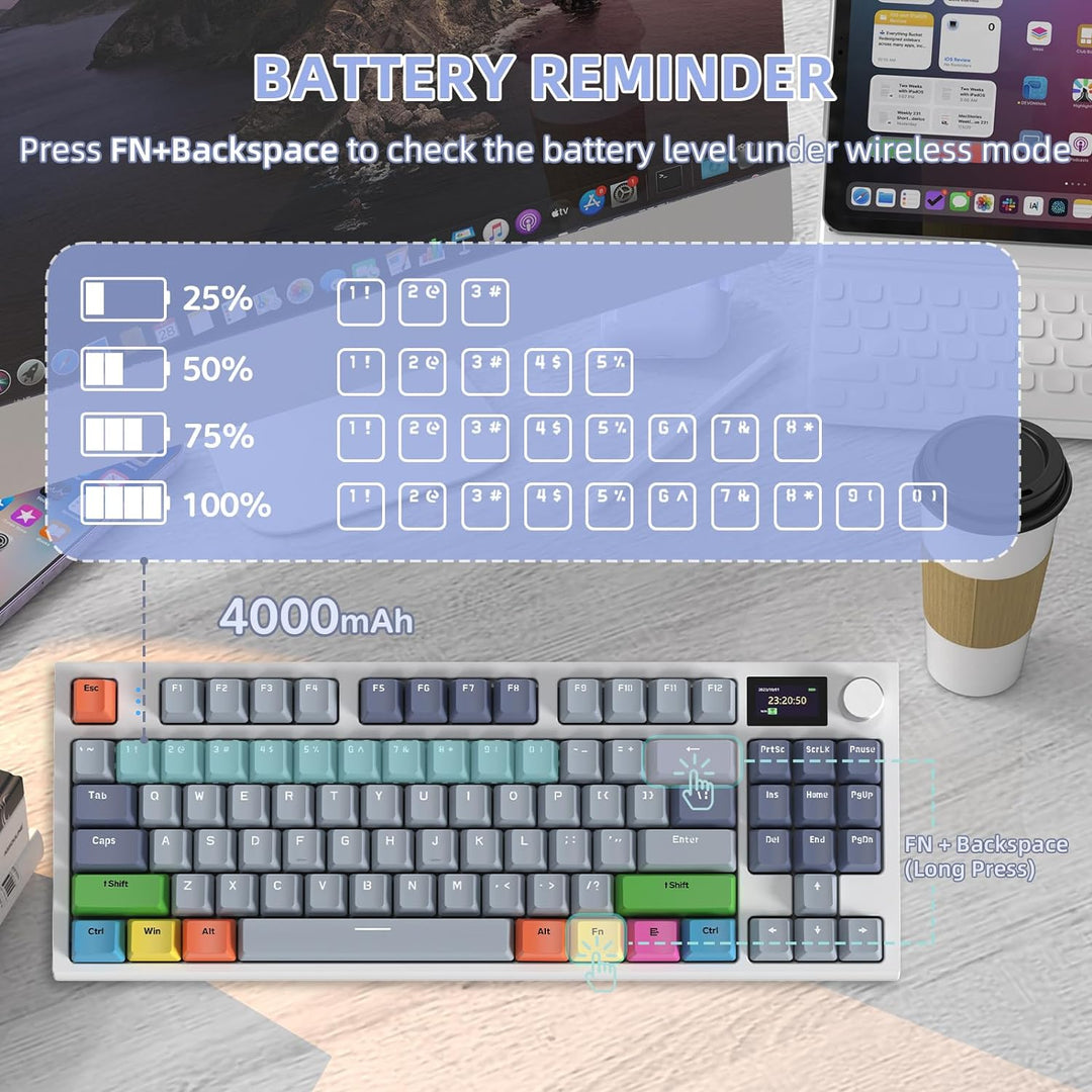 VGN GAMEPOWER RK86PRO Mechanische Gaming Tastatur Kabellos 75% Prozent TKL, 2,4G Wireless/Bluetooth/
