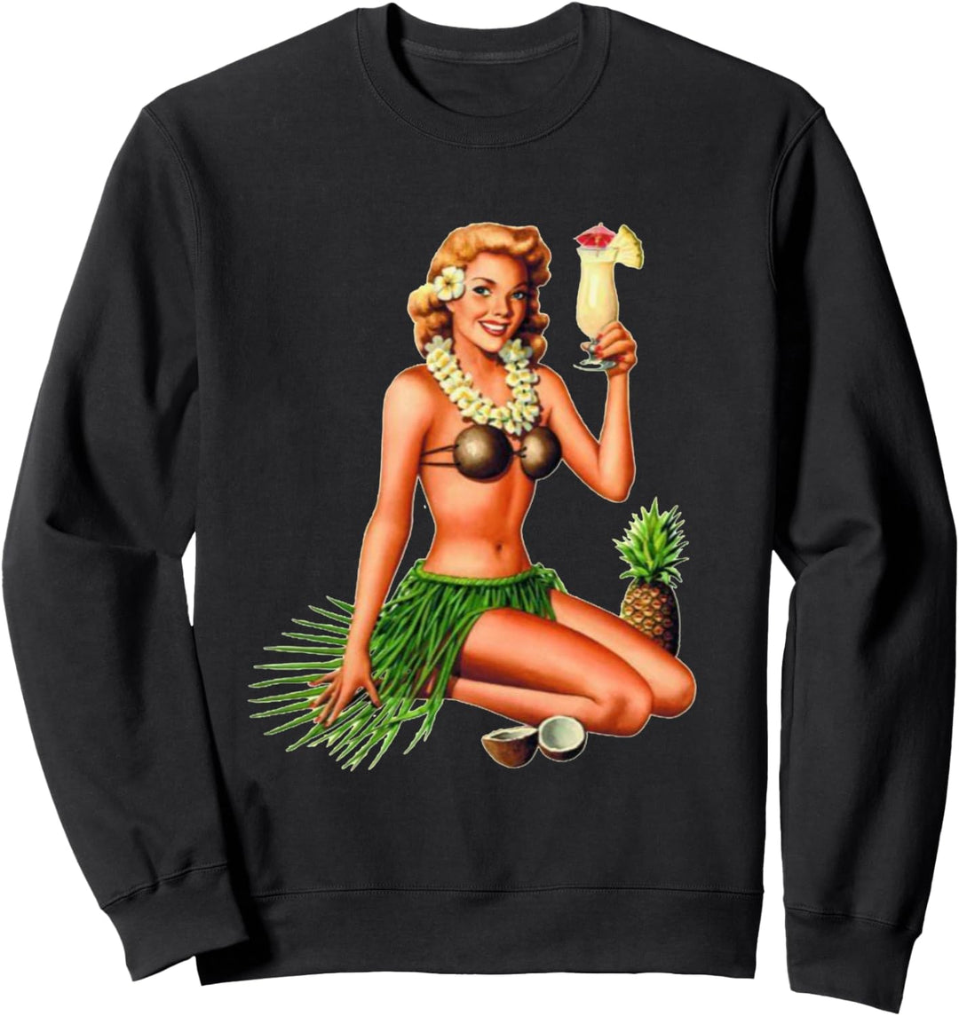 Weinlese Pin Up Mädchen Hawaii Sweatshirt