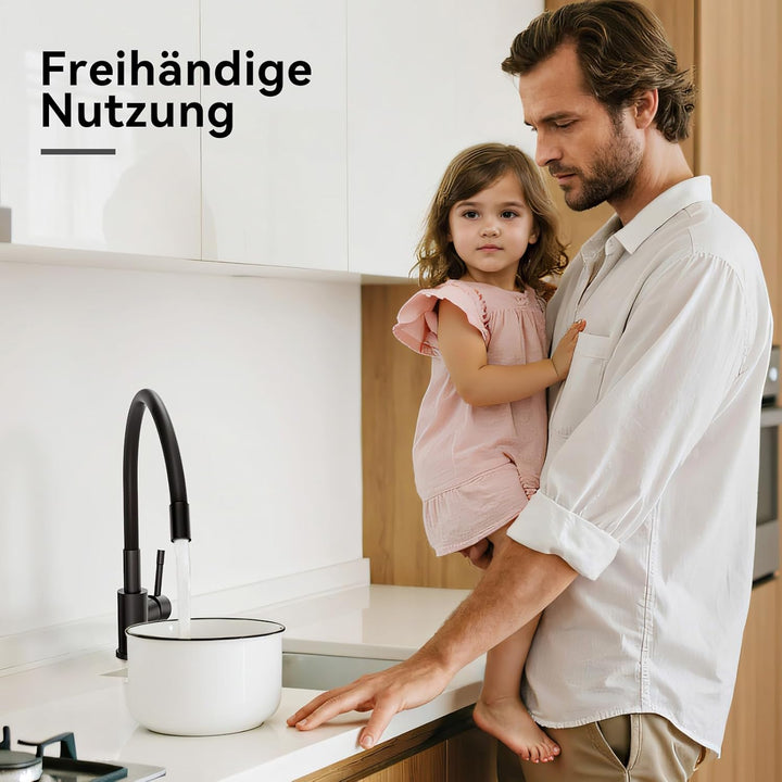 CECIPA Küchenarmatur Flexibel 360° Drehbar, Spülarmaturen Küche Hochdruck, Schwarze Küchenarmaturen,
