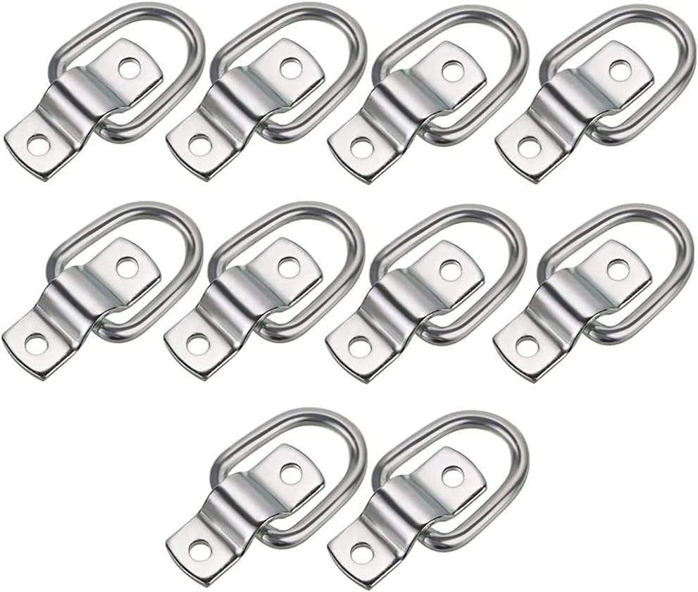 10 Stück D-Ring-Spanngurte 6,35 mm (1/4 Zoll), robuste Spannringe mit Befestigungsbügel für Ladungen