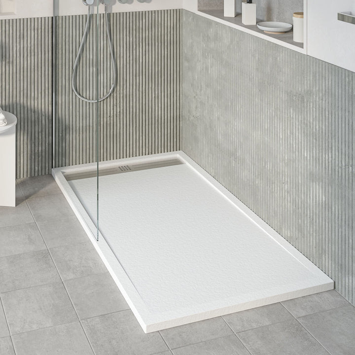 KOES - Kunstharz-Duschwanne Modell VOIGA – 70x100 – Weiss RAL 9003 70x100cm Weiss, 70x100cm Weiss