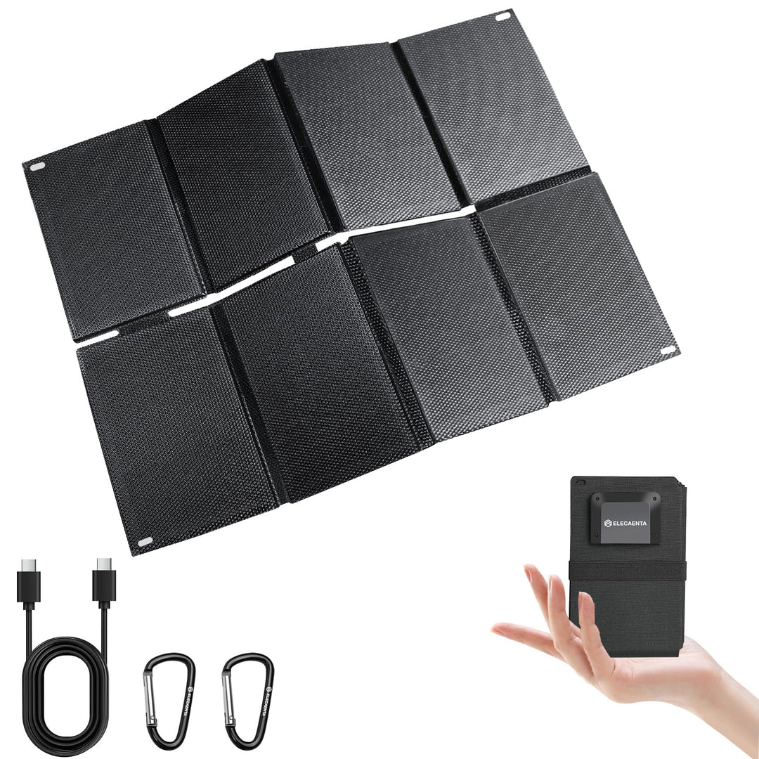 ELECAENTA 25W HPBC ETFE Faltbares Solar Ladegerät, Taschenformat Mini Solarpanel mit USB-A & USB-C,