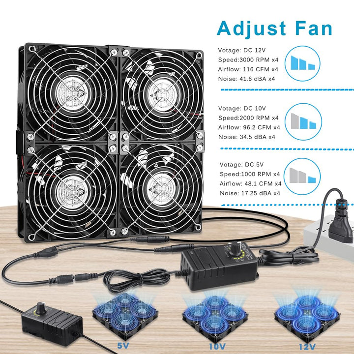 GDSTIME 4 x 120mm Lüfter 230V Grosser Luftstrom 120mm x 38mm Lüfter 220V AC Axial mit AC Stecker Lüf