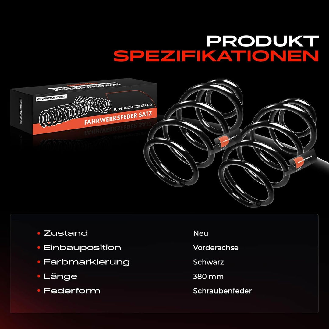 Frankberg 2x Federn Fahrwerksfeder Vorderachse Kompatibel mit Galaxy WGR 1995-2006 Alhambra 7V8 7V9