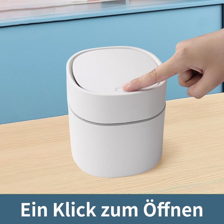 JOYFIER Tischabfalleimer mit Deckel 2L mit Müllsäcken 180 Stück, Mini Tischmülleimer für Den Waschti