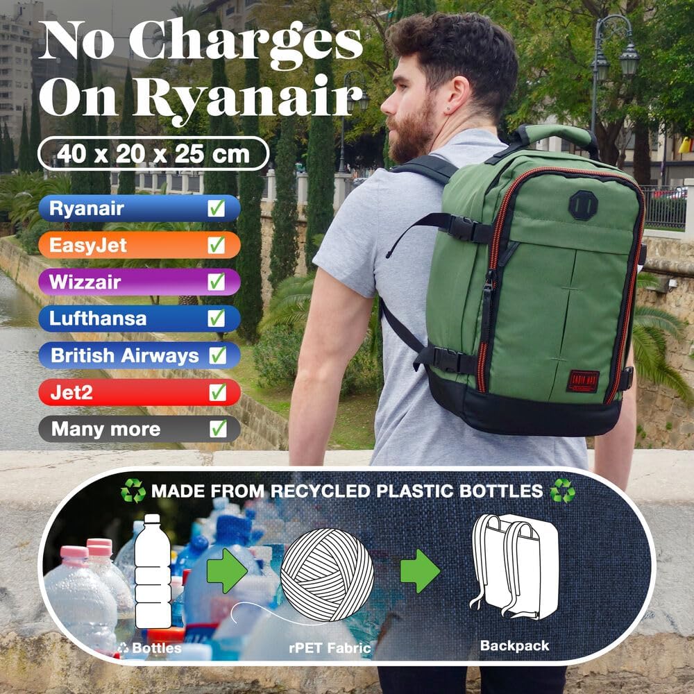 Cabin Max Handgepäck Rucksack 40x20x25 für Ryanair Reiserucksack für Flugzeug Unter Sitzplatz - Trav