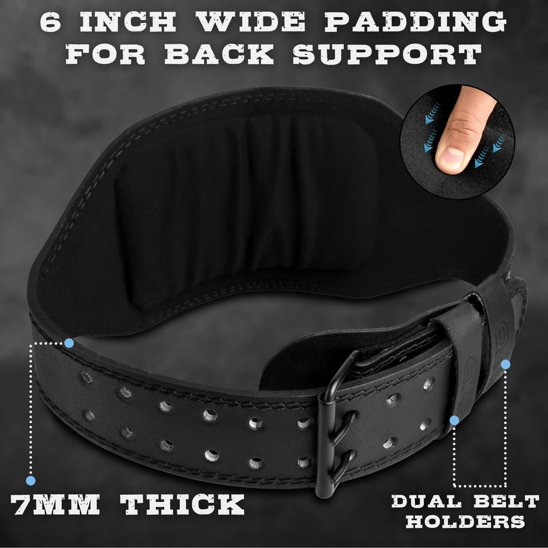 EVO Fitness 4” 6” Gewichthebergürtel Herren Damen Mit 18" Handgelenkschlaufen Gym Deadlift Gepolster