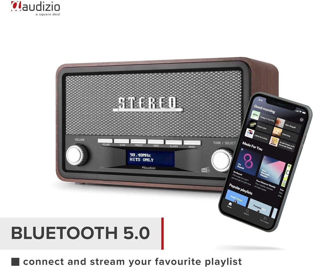 Audizio Foggia, Retro Radio, DAB Plus Radio, Bluetooth, Alarmfunktion, Radiowecker, Nostalgie Radio,