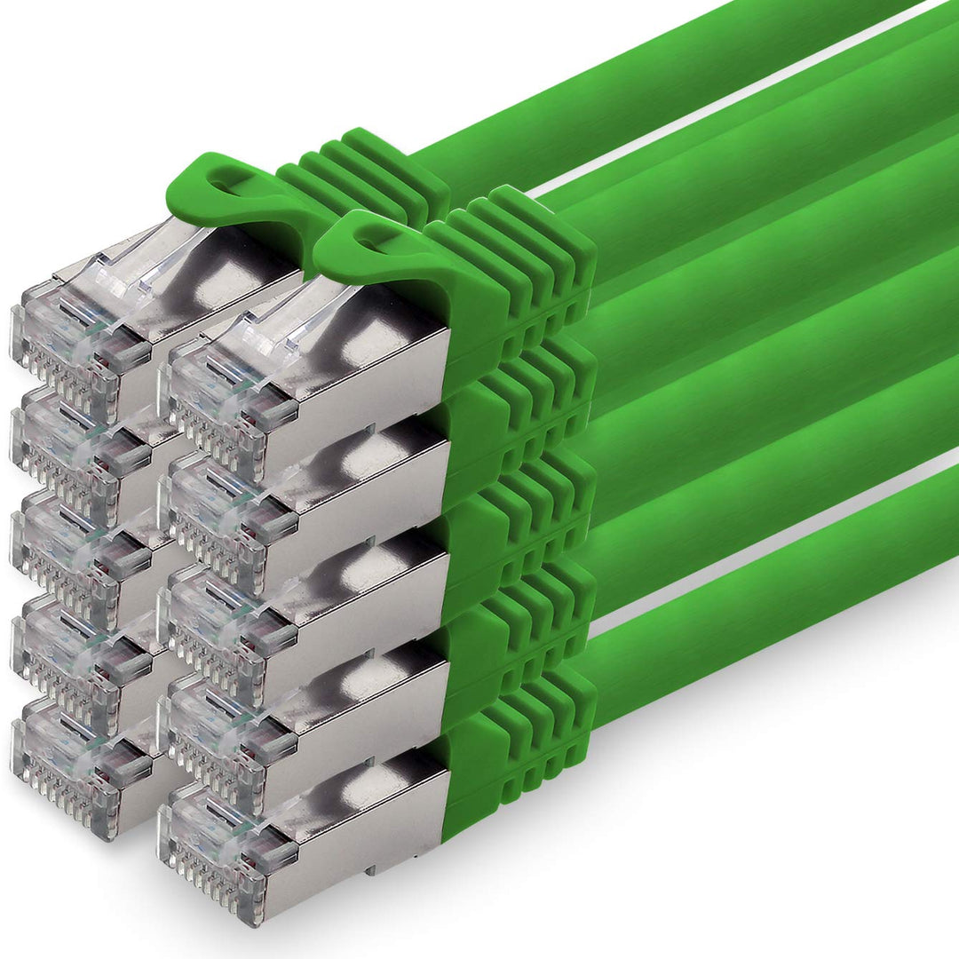 1aTTack.de 0,25m - grün - 10 Stück CAT.7 Netzwerkkabel Patchkabel SFTP PIMF LSZH Gigabit Lan Kabel 1