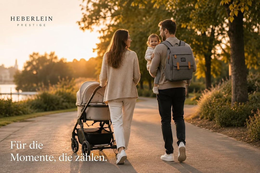 Heberlein Prestige Baby Wickelrucksack - grosse Wickeltasche für Mama &amp; Papa, wasserabweisend mit vi