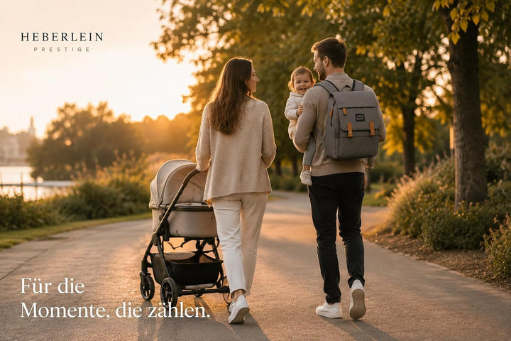 Heberlein Prestige Baby Wickelrucksack - grosse Wickeltasche für Mama &amp; Papa, wasserabweisend mit vi