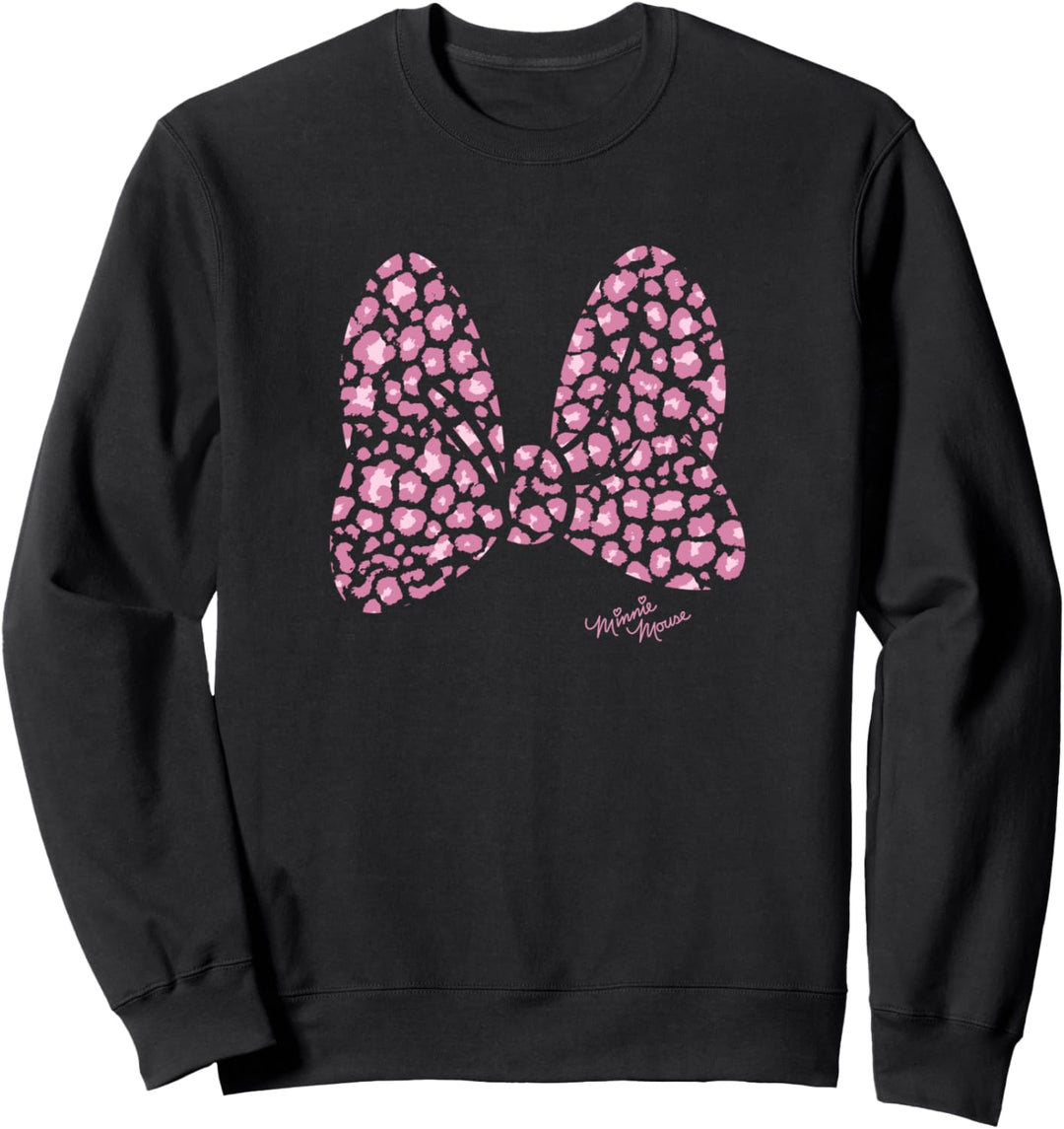 Disney Minnie Mouse Large Pink Cheetah Print Bow Sweatshirt