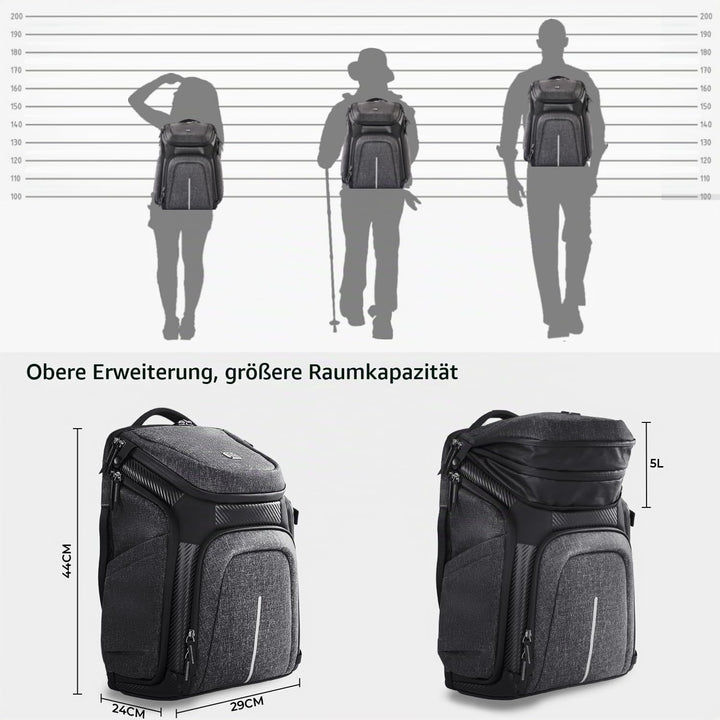 K&amp;F Concept Wasserdichter Professioneller Kamerarucksack,Fotorucksack für 2 Kameras und 15,6 Zoll La