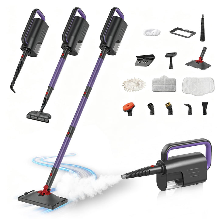2-in-1 Dampfreiniger,1500W Handgerät,15s Aufheizung | 15s Aufheizung, 8+4 Zubehörteile,5m Kabel &amp; Dr
