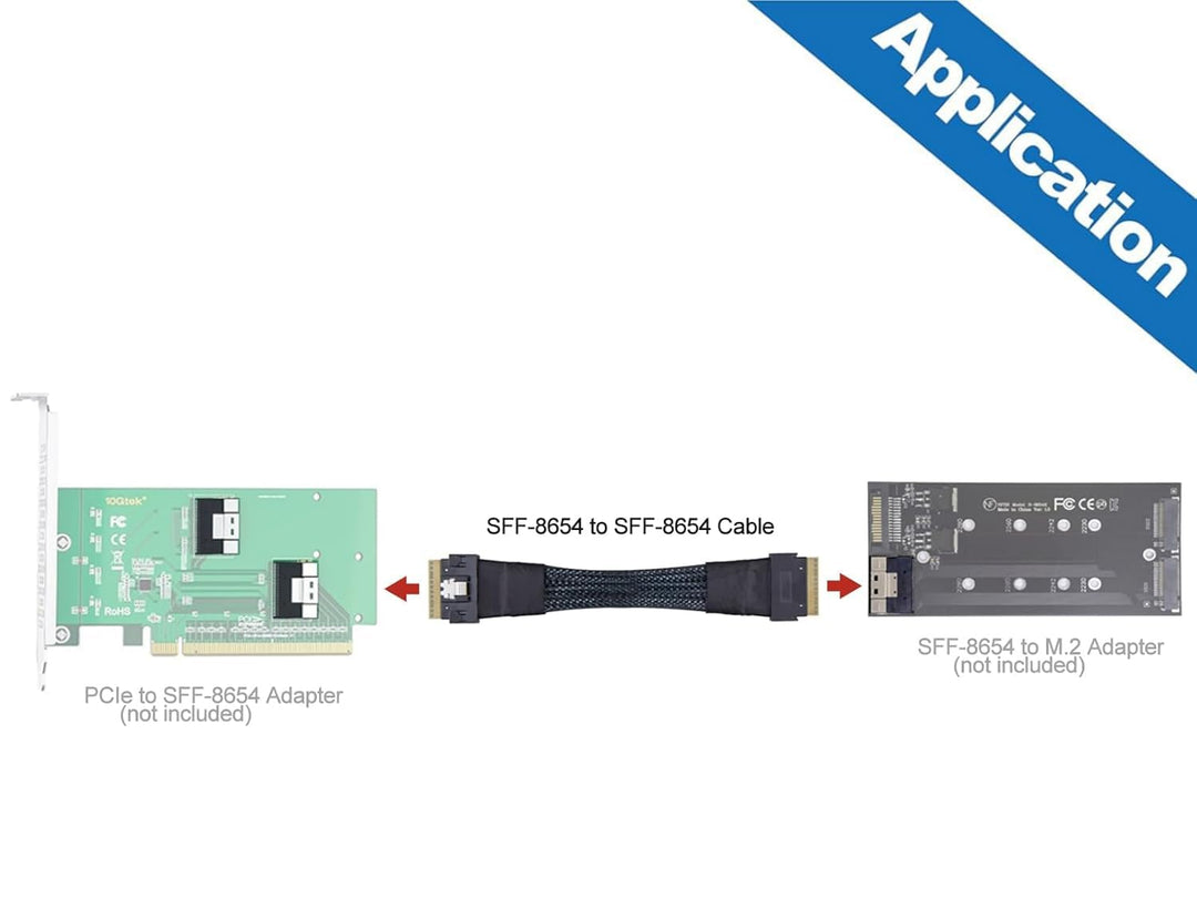 H!Fiber.com SFF-8654 zu SFF-8654 SlimSAS Kabel, internes 24G 8i Kabel, SAS 4.0, 74pin, 100-ohm, 1 me