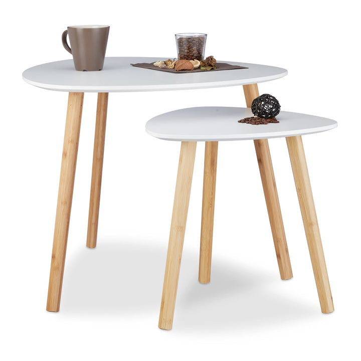 Relaxdays Satztisch 2er Set, platzsparende Beistelltische im nordischen Design, Blumentisch und Zeit