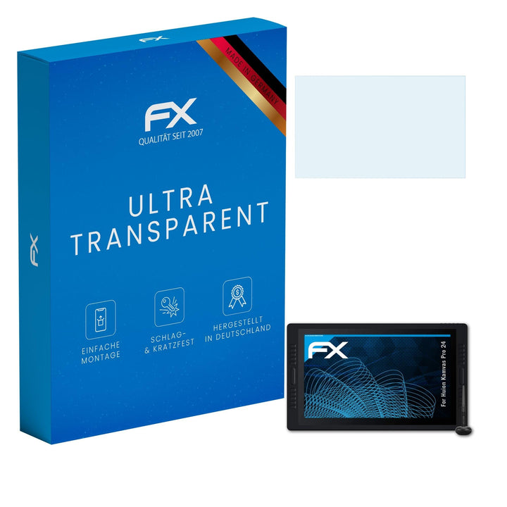atFoliX Schutzfolie kompatibel mit Huion Kamvas Pro 24 Folie, ultraklare FX Displayschutzfolie (2X)
