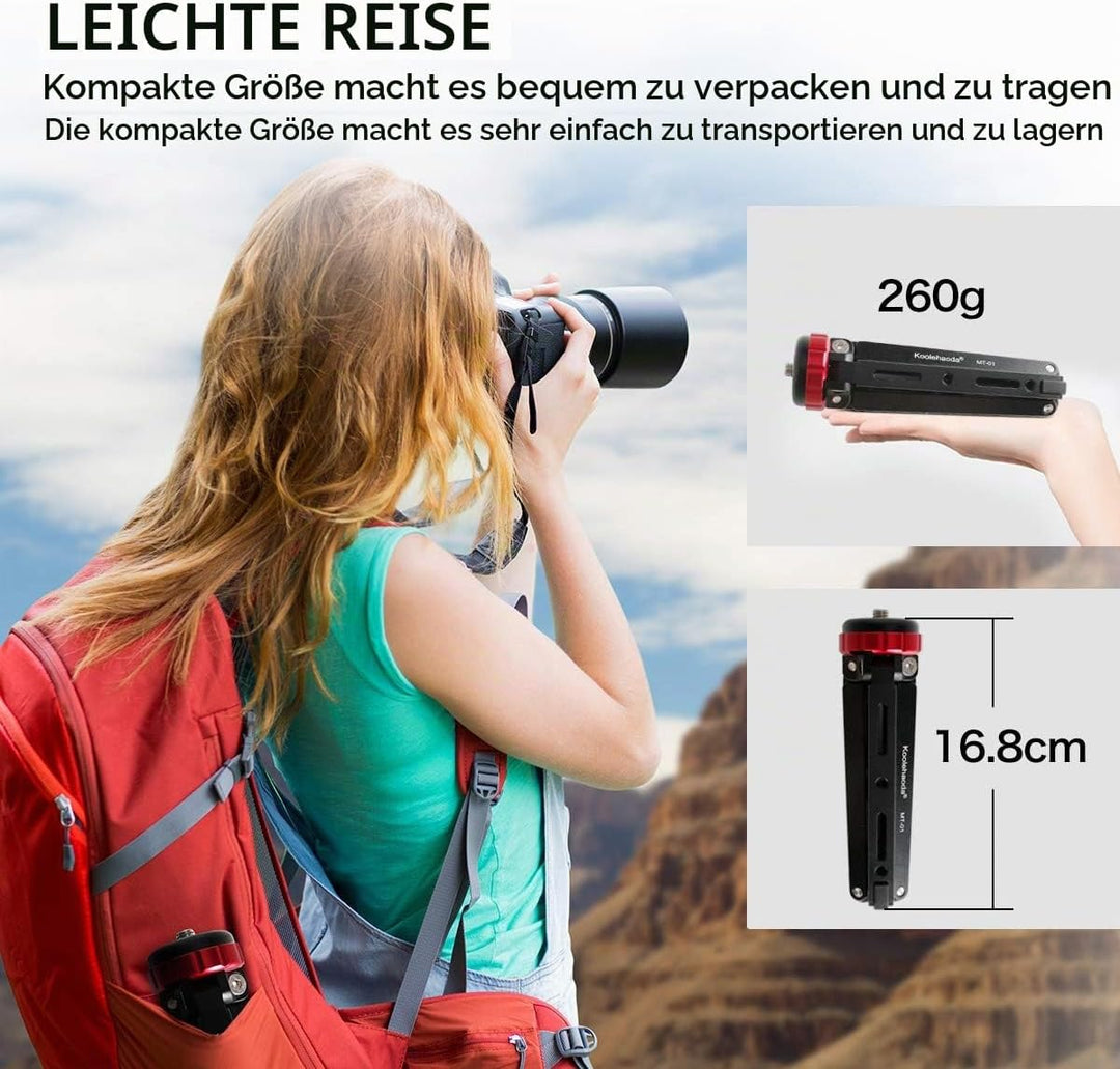 Koolehaoda Mini-Stativ, Kamera, Aluminium, CNC, Tischstativ, mit 1/4 und 3/8 Schrauben, Maxload 30 k