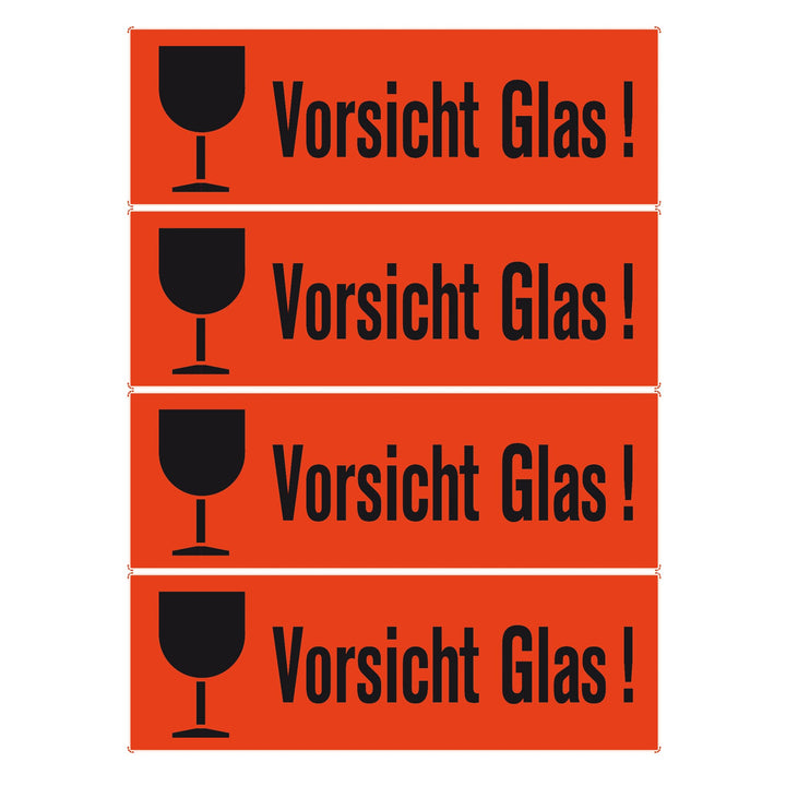 HERMA 6750 Vorsicht Glas Aufkleber, 1000 Stück, 39 x 118 mm, selbstklebend, klein, Warnhinweis Etike