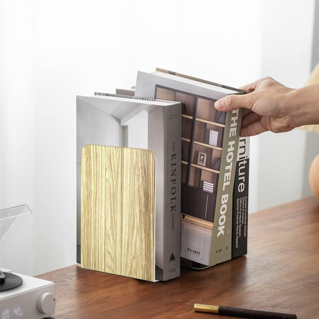 DIFIT Bookends, 4 Pairs Bookends Book Holder, Bookends Metal Bookends for Magazines/Books/CD, DVD Bo