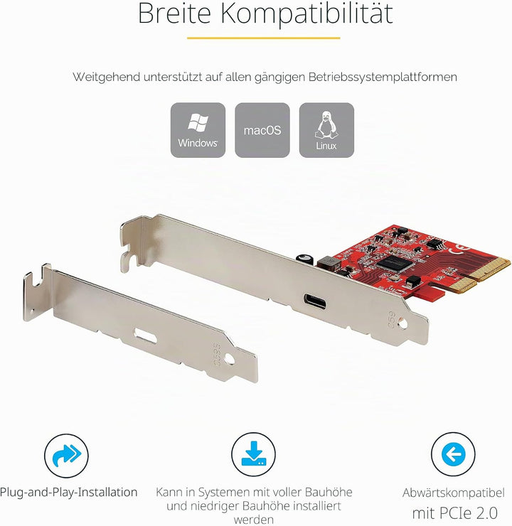 StarTech.com 1-Port USB-C PCIe Adapter - USB-C SuperSpeed 20 Gbit/s PCI Express 3.0 x4 Host Controll
