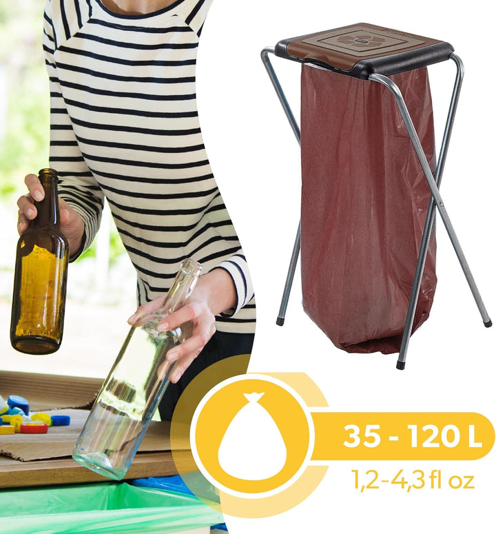 KADAX Ständer für Mülltrennung, Stabiler Müllsackhalter mit Kunststoffdeckel, Müllsackständer, Abfal