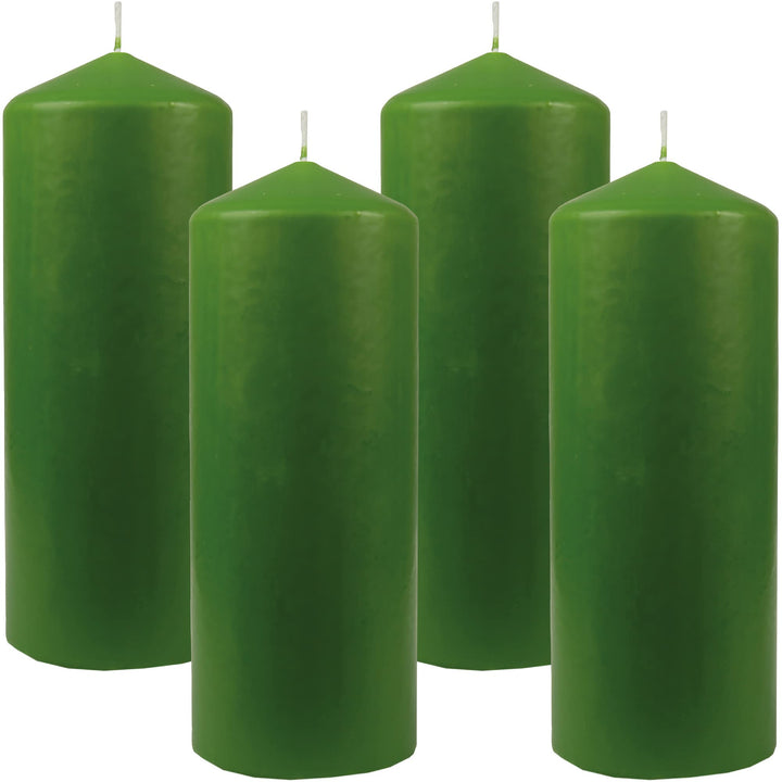 Stumpenkerzen Wachskerzen Ø6cm x 17cm (4er Pack) Hellgrün - Lange Brenndauer, Hergestellt in EU, Ker