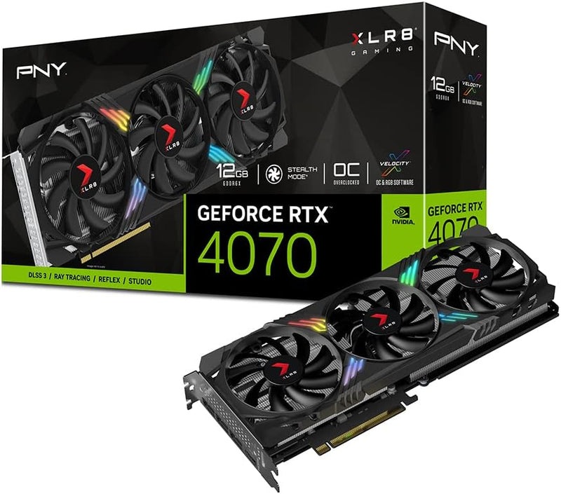 PNY GeForce RTX™ 4070 12GB XLR8 Gaming Verto Epic-X RGB™ Overclocked Triple Fan Grafikkarte DLSS 3 R