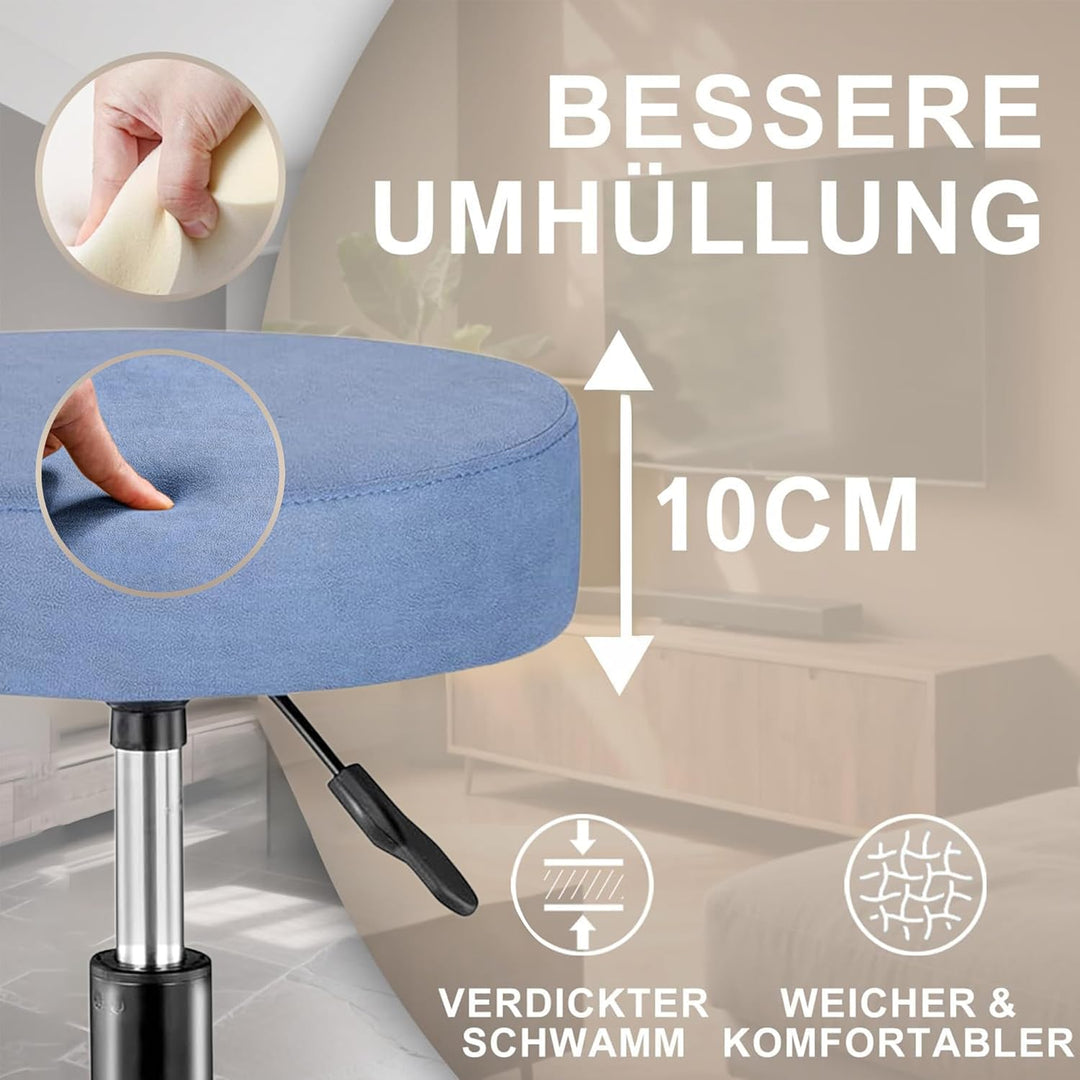 Zedelmaier Rollhocker höhenverstellbar, Bürohocker mit Gummirollen, 360° drehbar Hocker mit Rollen &