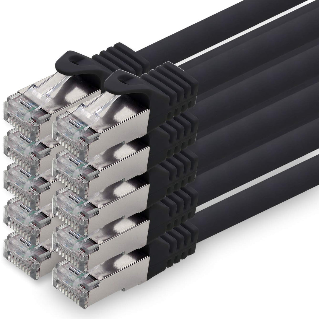 2,0m - schwarz - 10 Stück CAT.7 Netzwerkkabel Patchkabel SFTP PIMF LSZH Gigabit Lan Kabel 10Gb s cat