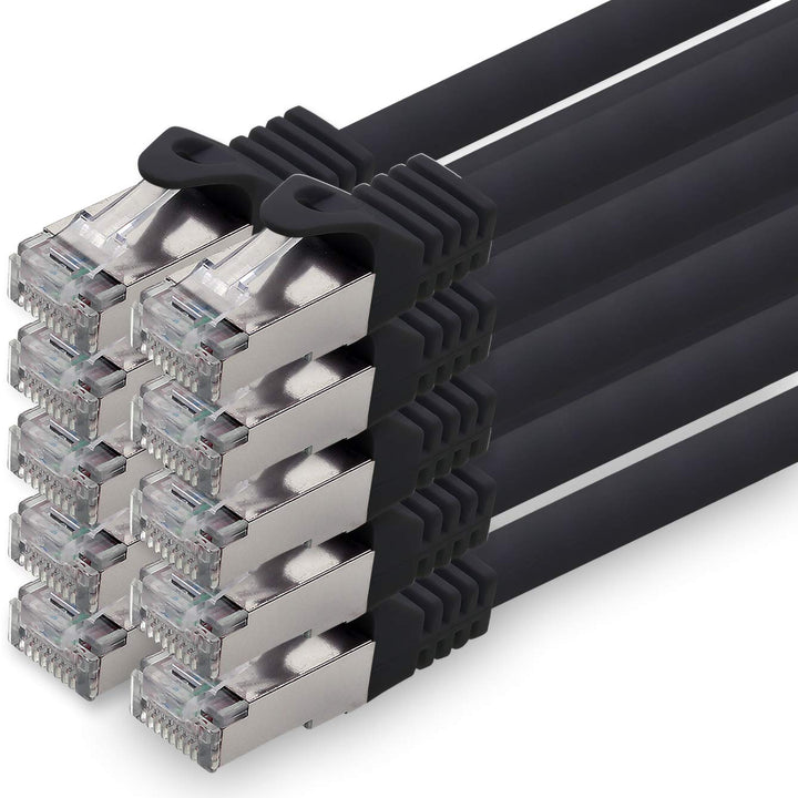 2,0m - schwarz - 10 Stück CAT.7 Netzwerkkabel Patchkabel SFTP PIMF LSZH Gigabit Lan Kabel 10Gb s cat