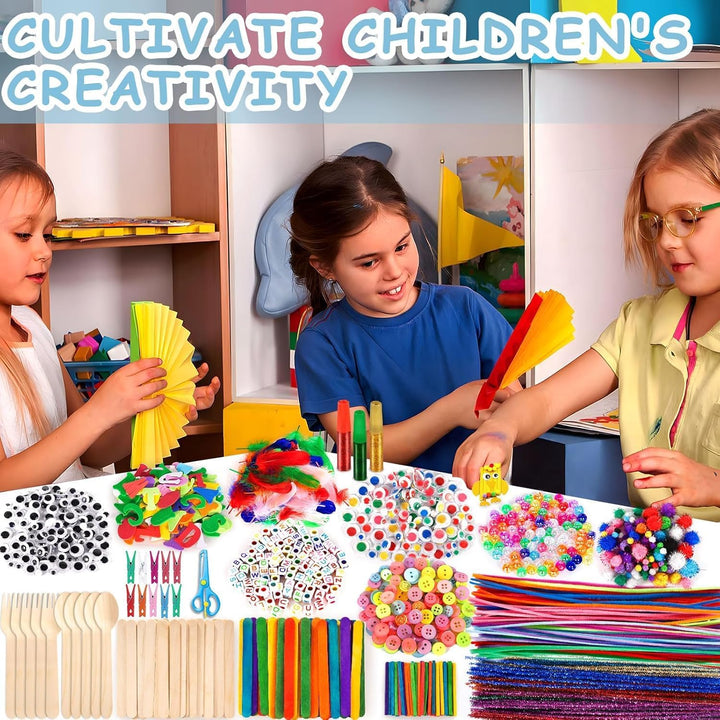 Purpledi 3300+ Stück Bastelsets für Kinder Bastelmaterial in Bastelkoffer, DIY Bastelzubehör Bastelb