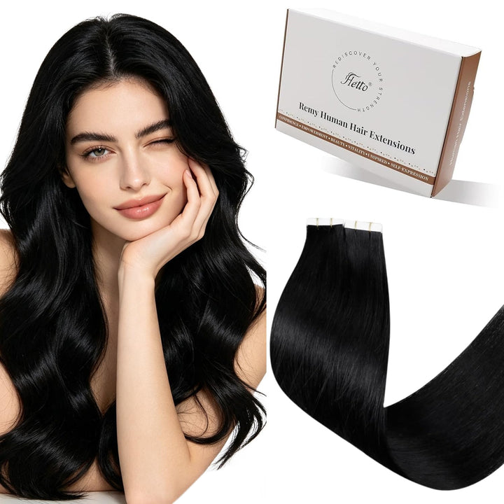Hetto Tape in Extensions Echthaar Schwarz Extensions Tape in Echthaar Remy Tape in Echthaar Extensio