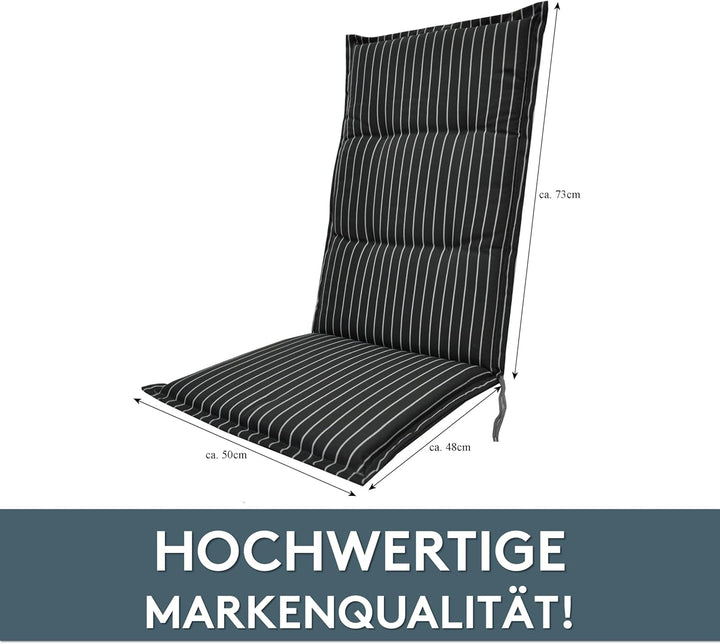 LILENO HOME Gartenstuhl Auflagen als [1er Set - Hochlehner] in Grau gestreift Neu - Bequeme Liegen a