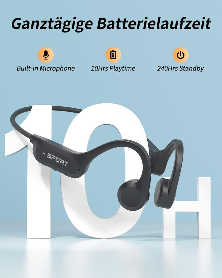 Knochenschall Kopfhörer, Offene Kopfhörer Bluetooth 6.0 Bone Conduction Open Ear Drahtloses Sport He