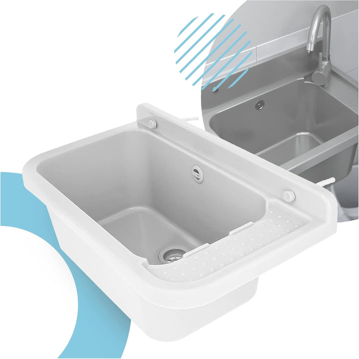 Waschbecken mit Regal 50 x 34 x 21 cm Weiss | Spülbecken Ausgussbecken Waschtrog Becken Ablage Überl