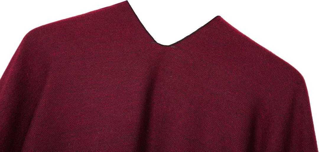 Urban GoCo Damen Poncho Stola Bohe Quaste Schal #1 Rot, #1 Rot