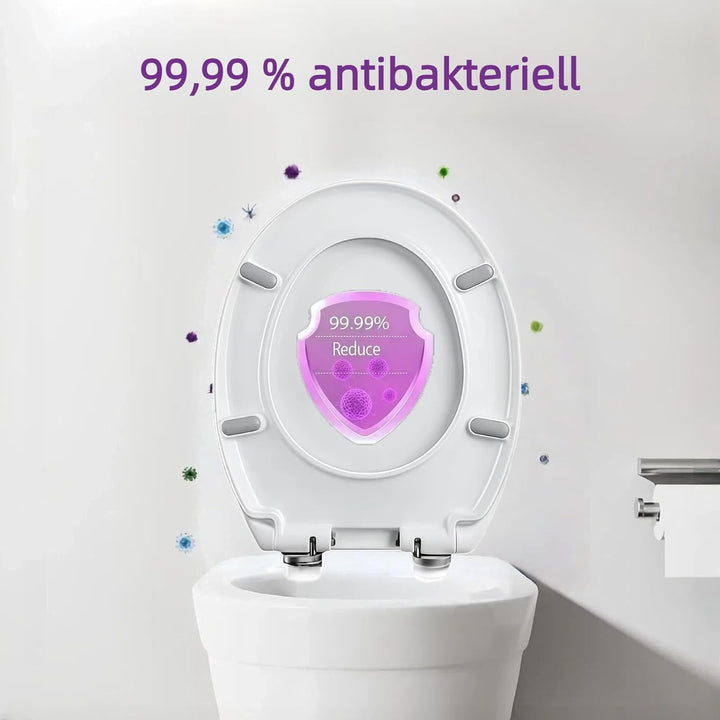 Toilettendeckel WC Sitz mit Absenkautomatik, Quick-Release Funktion für Einfache Reinigung, O Form W