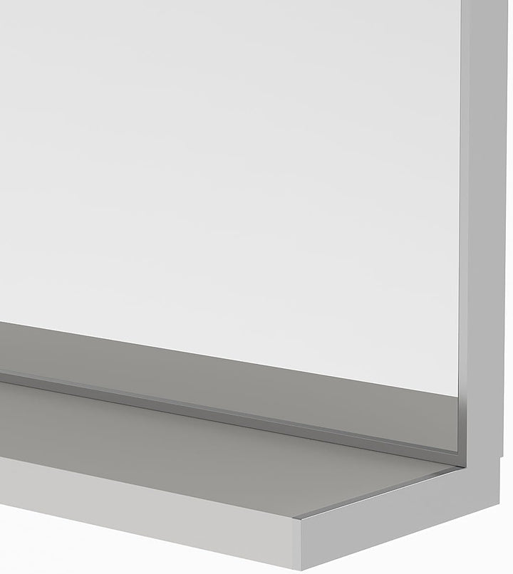 Wandspiegel Badspiegel 50x70 cm, Hängespiegel mit Ablage und Aluminiumrahmen in Silber Matt, für Bad