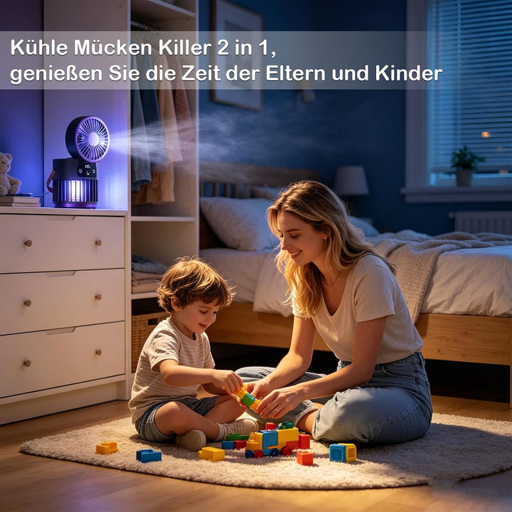 USB-Tischventilator, Mückenvernichter, für Haus, Büro, Camping | Tischventilator leise, 5-Stufen, Ak