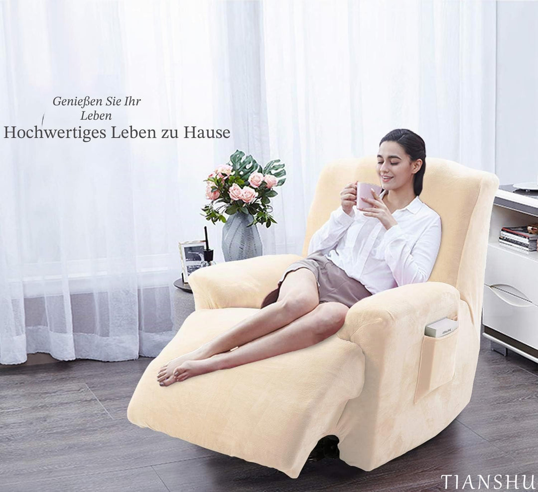 TIANSHU Samt Ruhesessel bezüge, Stretch Sesselschoner Elastisch Plush Couchbezug stilvolle Luxus-Möb